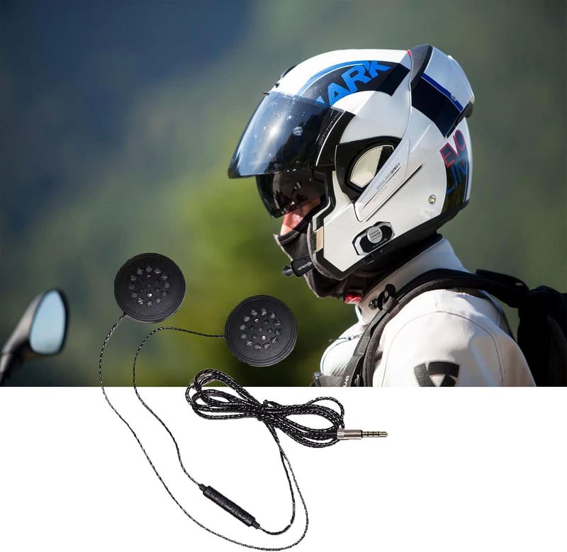 Flylin Motorcycle Helmet Headset, Universal Racing Helmet Speakers for Motorcycle Motorcycle Headphones Wired Helmet Sports Headset Helmet Earphone with 3.5mm Male Connector (3.5mm, Black) - Image 2